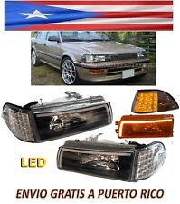 Conjunto de faróis de LED esquerda direita preta carcaça farol para 88 92 Toyota Corolla comprar usado  Enviando para Brazil