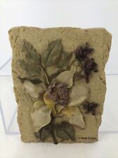 Wall Plaque Tile 3D Resin Cymbidium Floral  By Chen 4"x6" VTG. Signed 6” x4 1/2” for sale  Shipping to South Africa