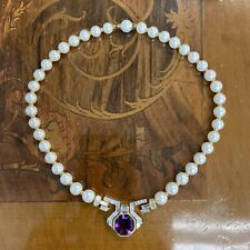 BVLGARI 18k Yellow Gold, Cabochon Emerald, Diamond, Pearl & Amethyst Necklace for sale  Beverly Hills
