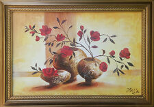 Kwiaty -obraz olejny ręcznie malowany z ramką Podpisany obraz 105 x 75cm Natychmiastowa wysyłka , używany na sprzedaż  PL