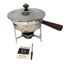 Vintage Chafing Dish Fondue Pot Orenson Ernest Sohn Stainless Atomic Mid Century, used for sale  Shipping to South Africa