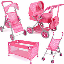 Used, Kids Pushchair Deluxe Buggy Childrens Baby Pram Doll Cot Stroller Great Fun Toy  for sale  Shipping to South Africa