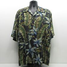 Usado, Camisa masculina acampamento havaiana Tommy Bahama XL seda floral folha de banana bambu preta comprar usado  Enviando para Brazil