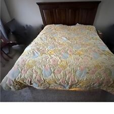 Vintage  Quilted Floral Print KING Size Comforter Yellow Blue Green for sale  Shipping to South Africa