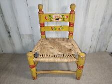 Silla de madera para niños tejida asiento de prisa arte popular madera rústica granja soporte de colección, usado segunda mano  Embacar hacia Argentina