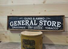 Used, GENERAL STORE Sign, Guns & Ammo, Groceries, Dry Goods, Tobacco, Carved Wood Sign for sale  Shipping to South Africa