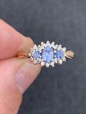 9ct Gold Sapphire & Diamond Cluster Ring, 9k 375 for sale  Shipping to South Africa