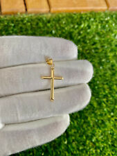 14K YELLOW GOLD Cross Crucifix Polished Pendant Charm Necklace Men Women for sale  Shipping to South Africa