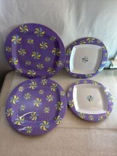 Mesa para dos platos de melamina púrpura y platos de ensalada de postre 4 piezas genial diversión segunda mano  Embacar hacia Argentina