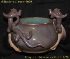 China Jun porcelana Dois Dragon Ding Tanque crock Censer Budismo queimador de incenso, usado comprar usado  Enviando para Brazil