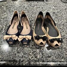 Sapato plano de balé Melissa Queen V Bow Peep Toe tamanho 6 e 7 (2 pares) comprar usado  Enviando para Brazil