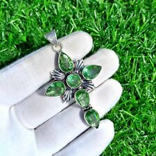 Green Topaz Gemstone 925 Sterling Silver Handmade Cross Pendant Jewelry 2", used for sale  Shipping to South Africa