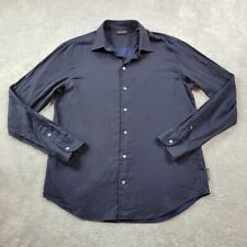 Camisa social masculina Emporio Armani grande preta azul pontos botão para cima manga longa comprar usado  Enviando para Brazil