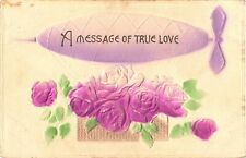 Cartão postal A Message of True Love avião carregando uma cesta de flores rosa comprar usado  Enviando para Brazil