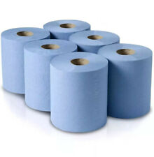 6 x Jumbo Workshop Hand Towels Rolls 2 Ply Centre Feed Wipes Embossed Tissue , used for sale  SOUTHALL