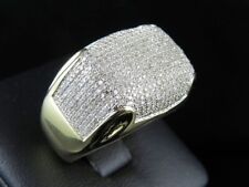 Mens 10K Yellow Gold Plated Pave Round Cut Diamond Dome Puff Pinky Ring 1.55Ct for sale  Shipping to South Africa