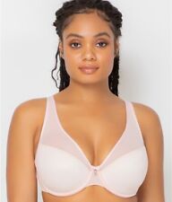 CURVY COUTURE Blushing Pink Sheer Mesh Plunge Push Up Bra, US 36H, UK 36FF, NWOT, used for sale  Shipping to South Africa