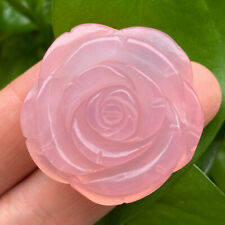 Rosas de quartzo rosa natural flores crânio esculpido à mão reiki cura 1 peça comprar usado  Enviando para Brazil