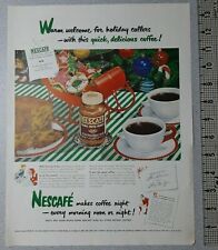 1949 Nescafe Coffee Vintage Print Ad Instant Christmas Decor Fruitcake Cookies for sale  Shipping to South Africa