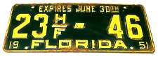 1951 florida license for sale  Sarasota
