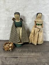 Used, Antique Pair Grodnertal style Wooden Peg Doll Carved Jointed Articulated 12” LOT for sale  Shipping to South Africa