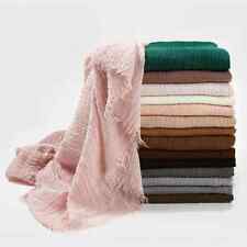 Cachecol Crinkle Maxi feminino longo friso mistura algodão xale envoltório hijab bordas desgastadas, usado comprar usado  Enviando para Brazil