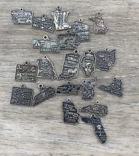 Lote de 20 pingentes de prata esterlina em forma de estado lembrança pingente de viagem comprar usado  Enviando para Brazil