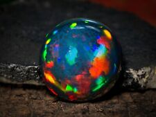 Rare Big Size Round Shape Black Opal Cabochon Pin Fire- 7.60 Ct, 14x14 MM, SO159 for sale  Shipping to South Africa