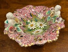 RARE Vintage Italian Splatter Glazed - Pottery Pedastal Dish, Italy Baby Flowers for sale  Shipping to South Africa