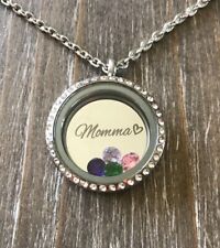 Collar de medallón flotante Mamá personalizado con piedras de nacimiento regalo madre segunda mano  Embacar hacia Argentina