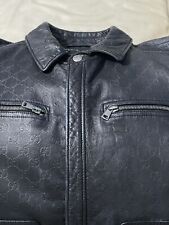 Usado, Jaqueta de motociclista preta Gucci com couro em relevo GG rara, tamanho: 54/L comprar usado  Enviando para Brazil