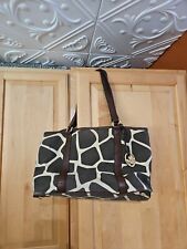 Bolsa tote Michael Kors cinza marrom marrom vaca estampa animal lona couro ombro comprar usado  Enviando para Brazil