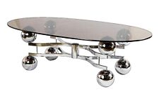 Vintage Space Age design chrome and glass coffee table from 1970's, used for sale  Shipping to South Africa