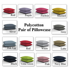 Housewife Polycotton Pair of Pillowcases Plain Pillow Covers Cases Standard Size for sale  Shipping to South Africa