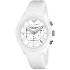 Relógio unissex Emporio Armani AR1431 branco cerâmica branco mostrador cronógrafo pulseira de silicone, usado comprar usado  Enviando para Brazil