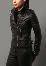 Women Racer Black Genuine Leather Jacket Real Leather Jacket Soft Lambskin Biker for sale  Shipping to South Africa
