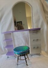 Authentic American Girl Doll  Salon Styling Spa Nail Station + Stool + Mirror, used for sale  Shipping to Canada