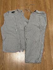 Conjunto de pijama Donna Karan médio 2 peças bambu viscose cinza listrado regata crop, usado comprar usado  Enviando para Brazil