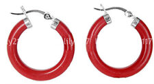 Usado, Brincos perfurados pendurados de argola prata 925 coral vermelho 30 mm moda natural AAA comprar usado  Enviando para Brazil