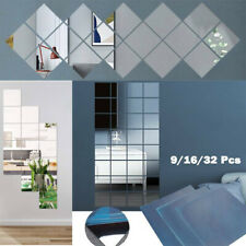 32X Glass Mirror Tiles Wall Sticker Self Adhesive Square Stick On Art Home Decor for sale  MANCHESTER