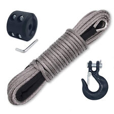 Gray 3/16" x 50' 8,350LBs Synthetic Winch Rope with Hook and Stopper for ATV UTV for sale  USA