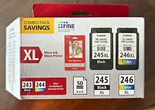 Canon Combo Pack PG-245XL Black/CL-246XL Color Ink & 50 Count 4x6 Photo Paper for sale  Shipping to South Africa