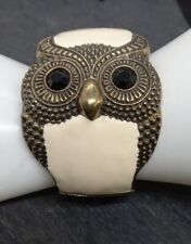 Vintage Large Brass Enamel Wise OWL Snap On Bangle 65gs, 30 to 50mm Thick  for sale  Shipping to South Africa