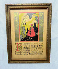 Antique Art Deco Wood FRAMED Buzza MOTTO PINK Litho Pleasure Singing BIRD 8 x 6” for sale  Shipping to South Africa