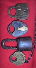 4-VTG/Antique Padlocks-Excelsior/Scandinavian/Hector 8 Lever/N L M NO KEYS for sale  Shipping to South Africa