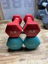 10lb Set Rubber Neoprene Dumbbell Weights Fitness 2lb - 3lb Pairs *READ*, used for sale  Shipping to South Africa