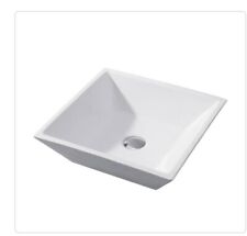 LUXIER Square Bathroom Ceramic Vessel Sink Art Basin in White, used for sale  Shipping to South Africa