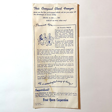 Frost Queen Compact Chest Freezer warranty & envelope vintage 1960s ephemera, used for sale  Shipping to South Africa