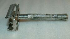 Vintage  Gilette Safety Razor Metal Handle w/blade 3.25" long Twist open for sale  Shipping to South Africa