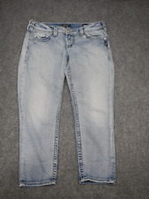 Jeans prata Aiko Mid Capri feminino tamanho 30x24 cintura média azul claro lavagem comprar usado  Enviando para Brazil